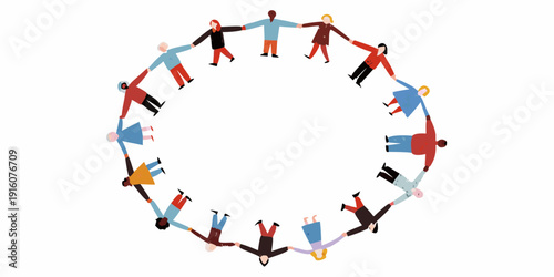 People holding hands in a circle representing community and unity