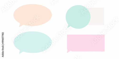 Pastel colored speech bubbles and rectangles arranged in a grid pattern