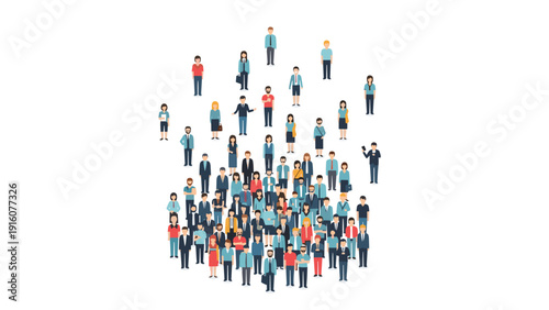 Large group of diverse people standing together in a dense crowd representing human population society or community for infographic.
