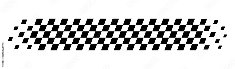 Obraz premium Fading checkered racing stripe, dynamic motorsport speed effect for automotive graphics and competition layouts, PNG with transparent background