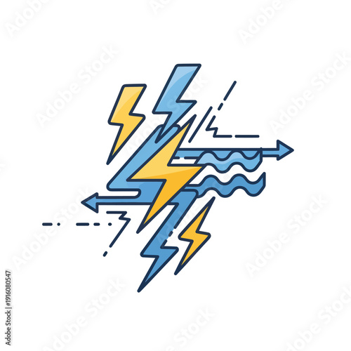 Electricity and water energy flow symbol with lightning