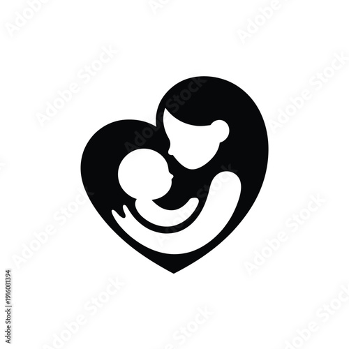 A heartwarming illustration of a mother holding her baby in love