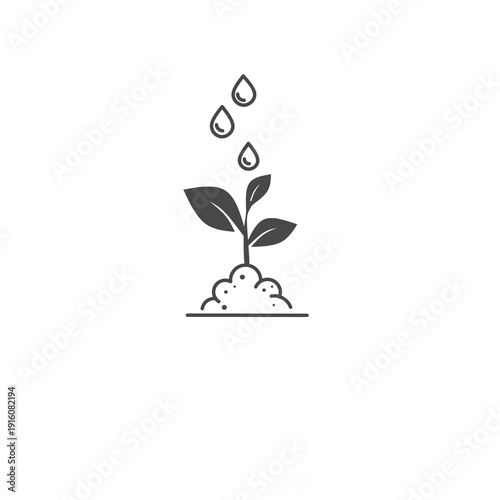 icon of a thriving plant in soil with upward arrows. Modern symbol for intensive growth, agricultural success, and development.