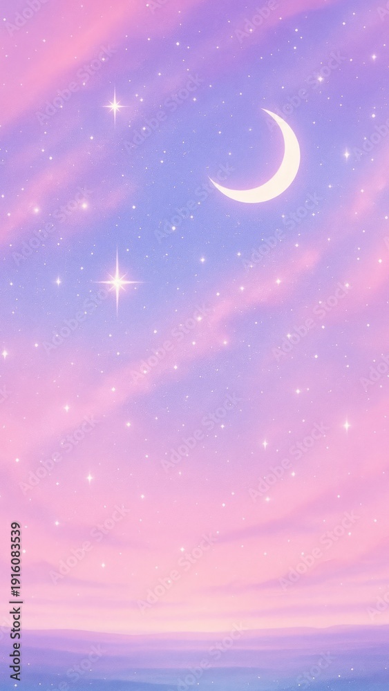 Fototapeta premium Dreamy pastel celestial nightscape mobile wallpaper
