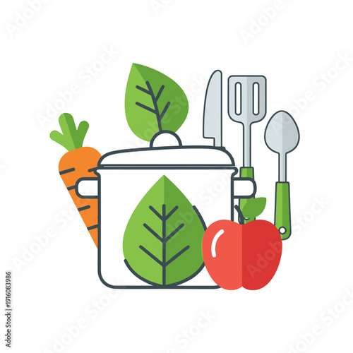 Healthy fresh ingredients and kitchenware for wholesome cooking