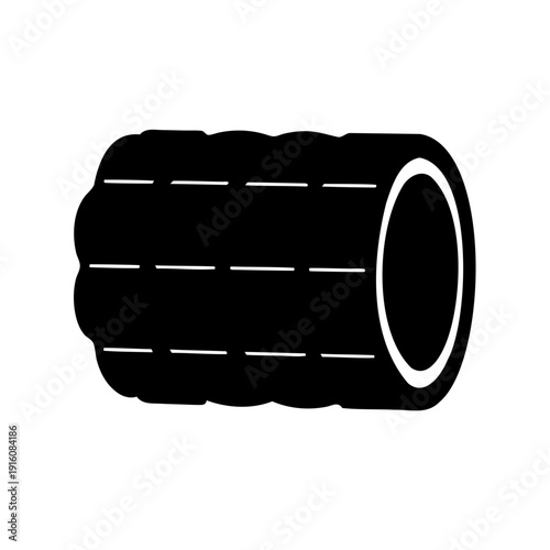 Textured foam roller for muscle massage and physical therapy black silhouette