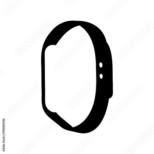 Silhouette of a Smartwatch or Fitness Tracker with Band on White Background