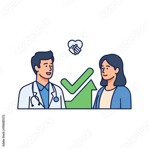 Medical consultation with patient showing positive health outcome and trust.