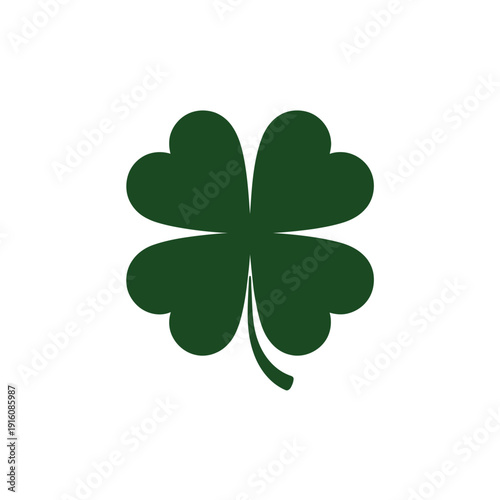 A green four-leaf clover on a white background symbolizing good luck