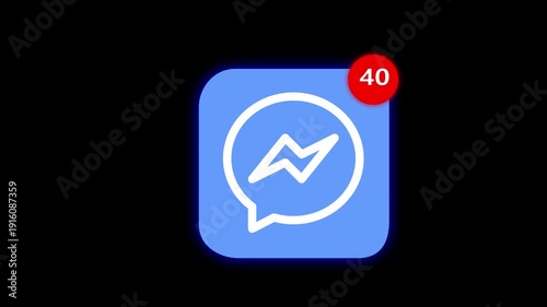 Messenger App with Notification Badge on Black Background facebook messenger chat messaging app unread messages