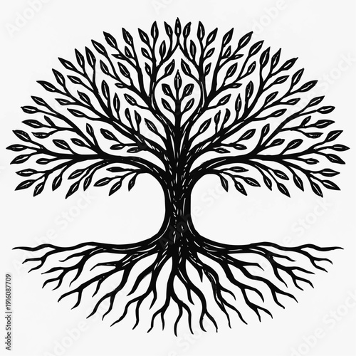 Black Ink Hand Drawn Tree of Life Symbol