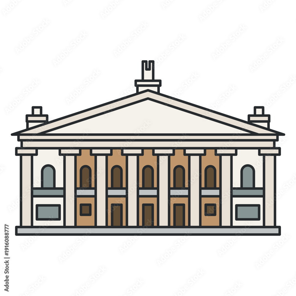 custom made wallpaper toronto digitalClassical theatre building with columns and triangular pediment. Illustration. Object isolated on white background.