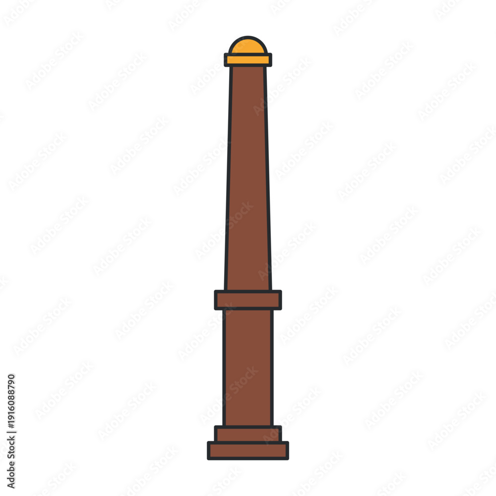 Fototapeta premium Tall column monument with decorative capital and base. Illustration. Object isolated on white background.