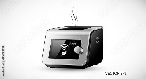 Smart toaster with wi fi connectivity and steam vector illustration