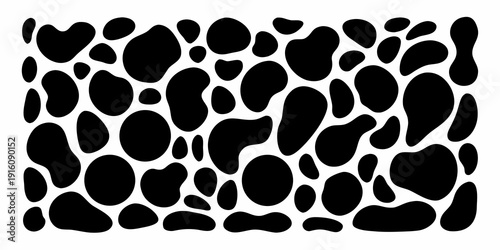 Abstract pattern of irregular black shapes on a white background