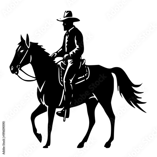 Vector illustration of a horse and cowboy , silhouette of a horse and cowboy 