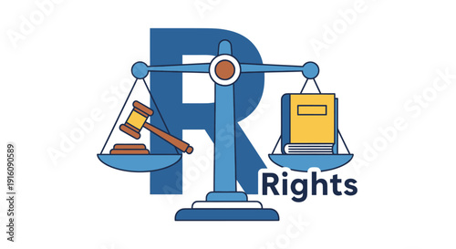 Scales of justice with gavel and book on rights concept