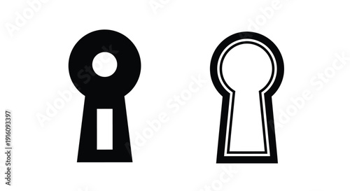 Two keyhole shapes in black a simple graphic silhouette