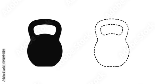 Black kettlebell and outline version simple graphic illustration silhouette