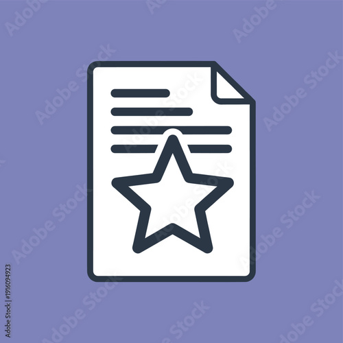 A stylized icon representing a document or paper with a prominent star symbol overlaid on its text.