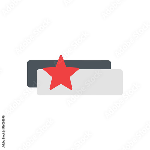 A red star icon is placed over two overlapping rectangular shapes, one dark gray and one light gray.