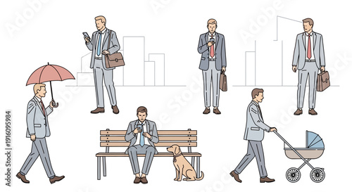 Urban Business People Scale Figures Set with Professionals Walking Sitting and Standing for Architecture