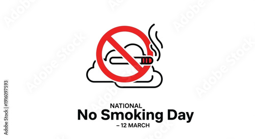 National no smoking day poster with cigarette prohibition symbol on white background