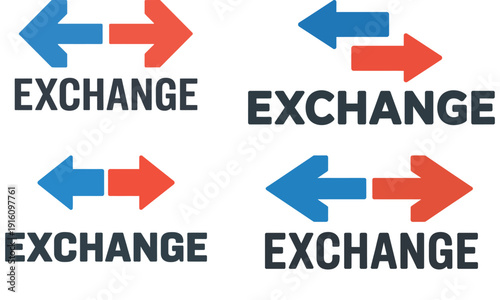 Exchange arrows icon set with currency concept isolated on white background
