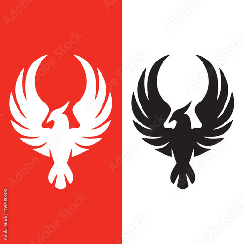 "Dual Phoenix Silhouette – Red and White Contrast