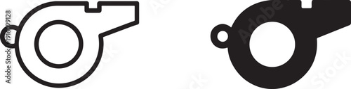 Referee whistle icon in simple editable vector style for sports rules and signals.