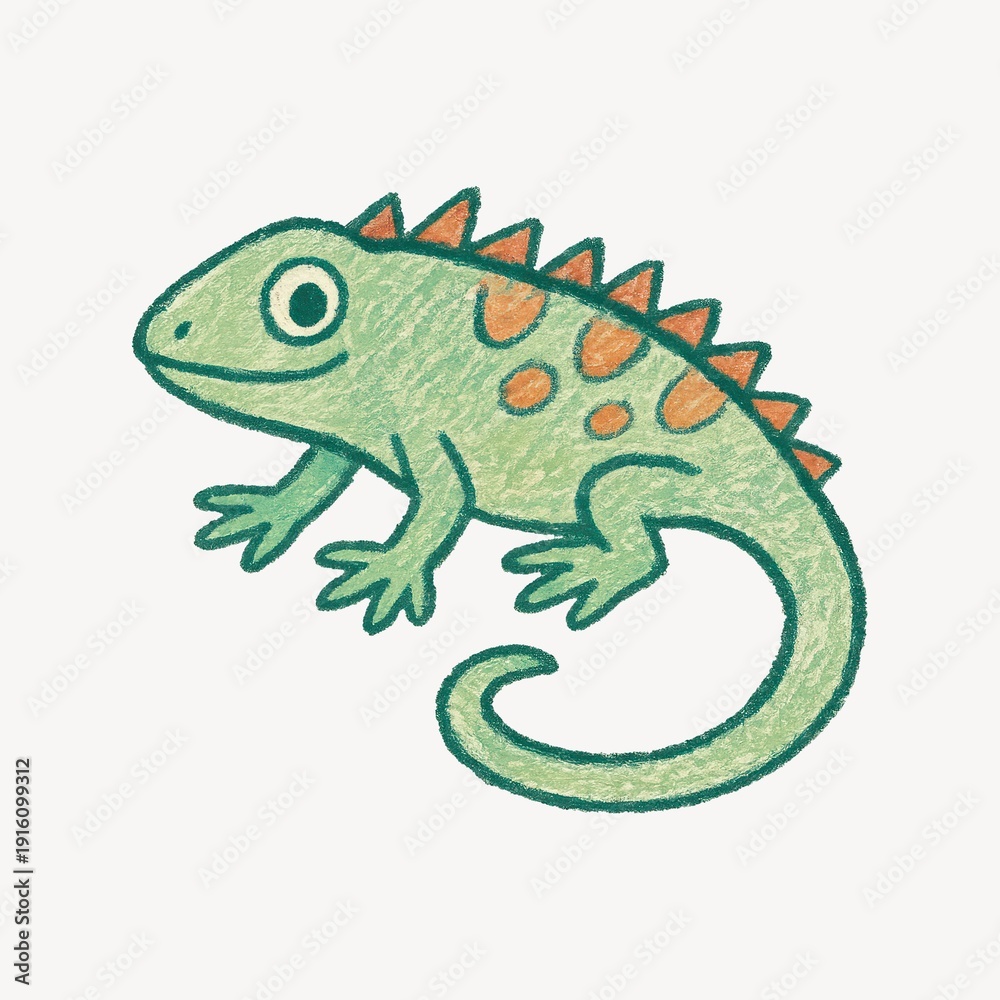 Fototapeta premium Colorful cartoon chameleon illustration.