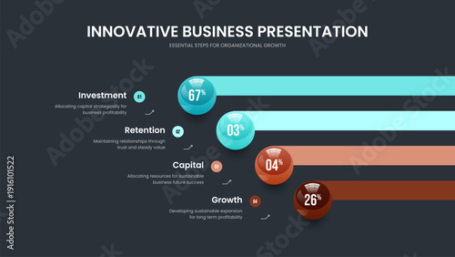Advertising Briefing Four Element Graph Presentation Template. Colorful Report Frame Design Vector Illustration. Medical Insight 4 Step Diagram Slide Layout.