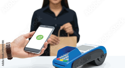 Woman Shopping Mobile Payment Terminal