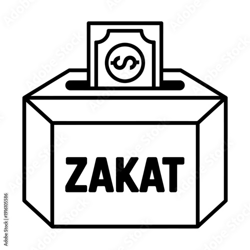 Zakat donation box with money going into it  charity concept