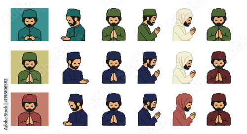 Muslim Men in Prayer.