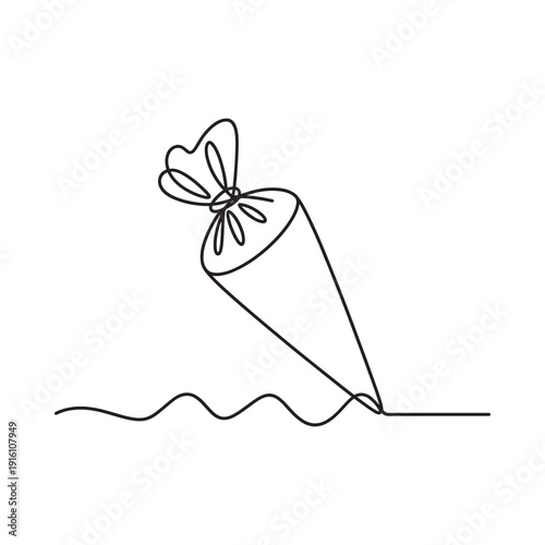 Minimalist line drawing of a gift with a bow simplistic and elegant