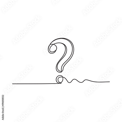 Minimalist line drawing of a question mark on a white background
