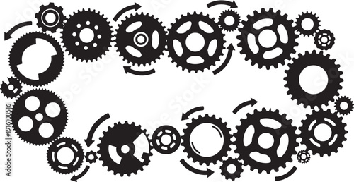 Mechanical Gears and Cogs in Circular Motion Pattern Design