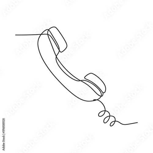 Minimalist line drawing of a classic telephone handset in black and white