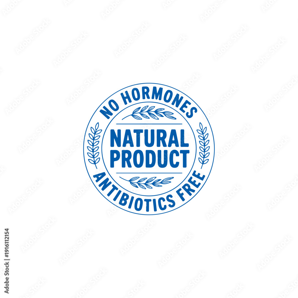 Obraz premium Natural product stamp with no hormones or antibiotics