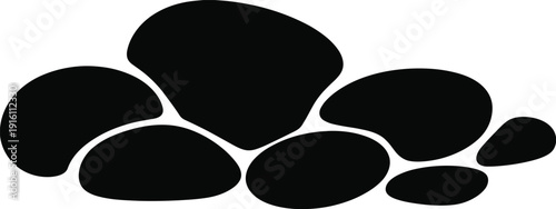 Pile of smooth stones rock pebbles silhouette natural spa zen balance concept black vector illustration icon design minimal art graphic