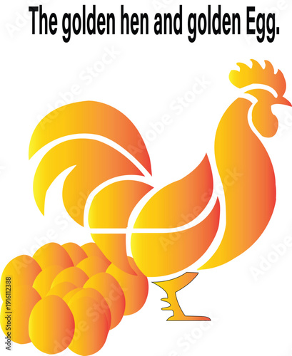 The Golden and gradiant color hen and egg 