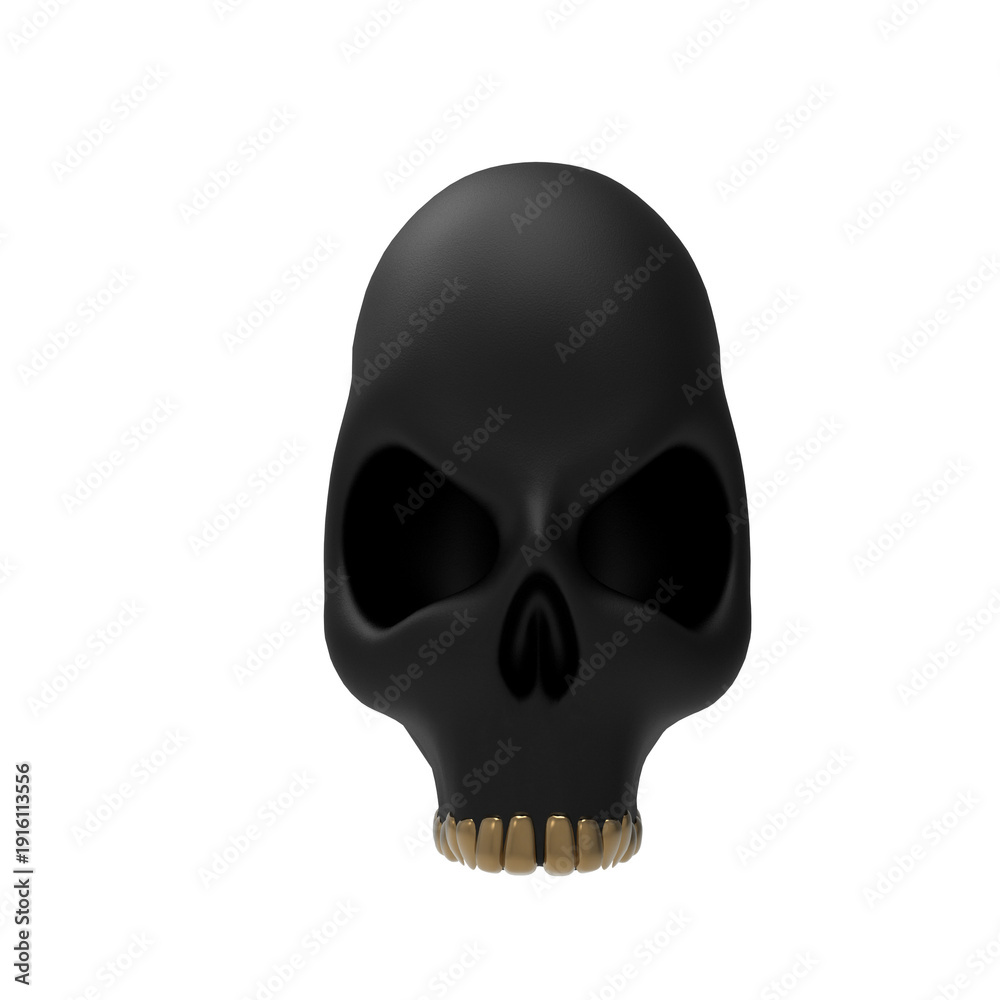 Obraz premium Black Skull with Gold Teeth