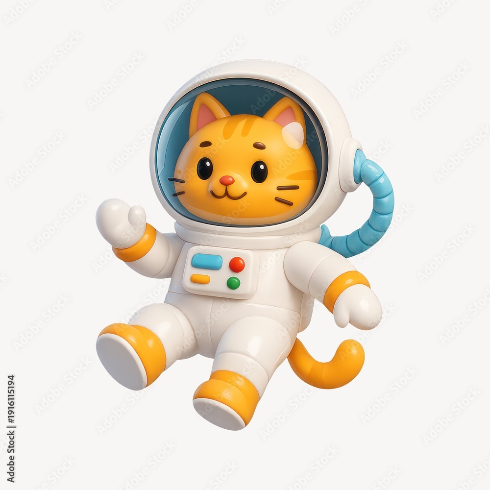 Fototapeta premium Cute astronaut cat illustration