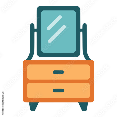 table mirror makeup fashion stylish furniture decoration flat color vector illustration template design