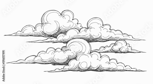 Detailed Illustration of Clouds in Formation.