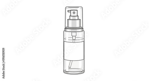 Clear Pump Bottle with Blank Label, Cosmetic or Skincare Product Packaging Mockup