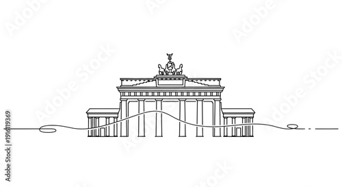 Brandenburg Gate Berlin Landmark Line Art Minimalist Vector Illustration