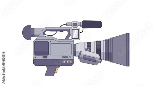 Vintage camcorder drawing with detailed flat design in pastel shades