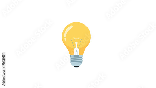 Simple light bulb icon with minimalist design on clean white background